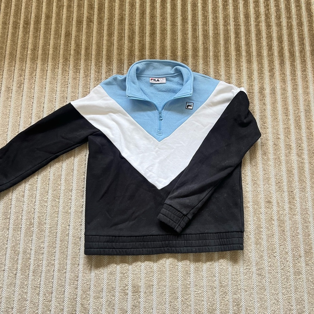 Fila Black and Blue Quarter-Zip Pullover